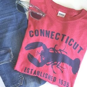 Lobster Connecticut Nautical Tee Sz Small Crew Neck Preppy New England